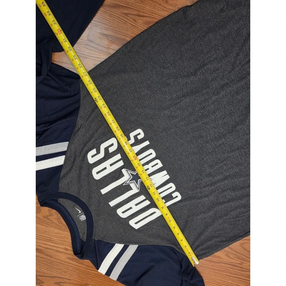 Nike NFL Dallas Cowboys Mens 3XL Long Sleeve‎ T-Shirt Raglan Navy Charcoal Gray
